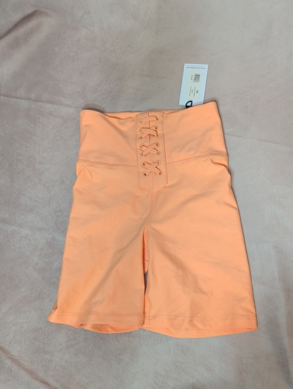 WeWoreWhat Lace- Up Biker Shorts in Peach Cobbler size extra small NWT